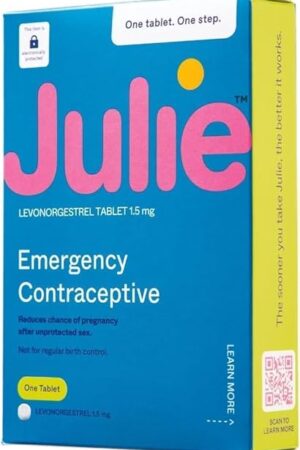Julie Emergency Contraceptive | Levonorgestrel 15mg | Morning After Pill, Emergency Contraceptive Pill for Use After Unprotected Sex (Pack of 1)