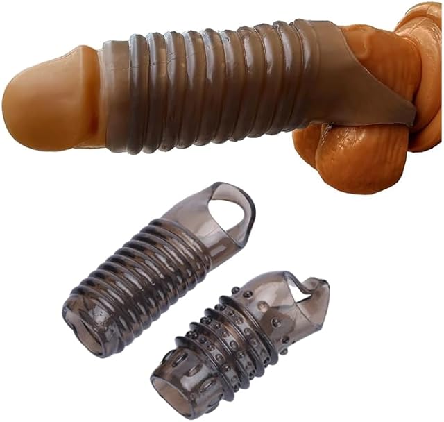 2pcs Reusable Cock Rings for Men, Penis Enlargement Silicone Sleeves Girth Male Erection Enhancement, Penis Ring Enlargement Sex Toys for Men (A)