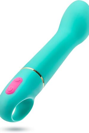 6.5 Inch Curved Silicone G-Spot Vibrator - 10 Deep Vibration Modes - Powerful Clitoral Stimulation with Ergonomic Finger Loop Handle - IPX7 Waterproof Adult Sex Toy - Black