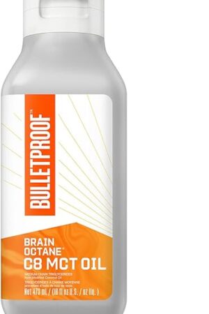 Bulletproof Coconut Brain Octane C8 MCT Oil, 16 Ounces, Premium Keto Supplement for Sustained Energy and Fewer Cravings, Brain and Body Fuel, Unflavored, Add to Coffee and Smoothies