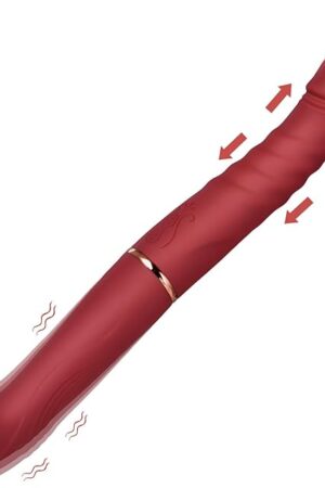 Double Ended Dildos for Lesbian, Rose Double Headed Thrusting Vibrator, Anal G Spot Vibartor Juguete Sexual Realistic Dildo, Adult Sex Toys for Couples Lesbian Solo