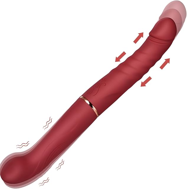 Double Ended Dildos for Lesbian, Rose Double Headed Thrusting Vibrator, Anal G Spot Vibartor Juguete Sexual Realistic Dildo, Adult Sex Toys for Couples Lesbian Solo