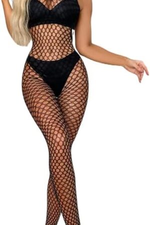 Women's One Piece Fishnet Lingerie Bodysuit Mesh Bodystocking Sexy Tights Nightwear Jumpsuit Underwear