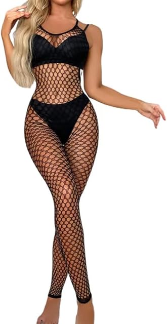 Women's One Piece Fishnet Lingerie Bodysuit Mesh Bodystocking Sexy Tights Nightwear Jumpsuit Underwear