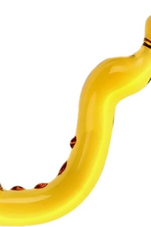 Glass Bent Pleasure Wand Double-Ended Butt Plug G-spot Stimulation Dildo,Double Ended Anal Beads Butt Plug Crystal Dildo Massager Anal Sex Toy Masturbation Penis Anal Plug for Men Women