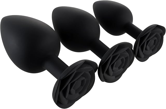 Anal Butt Plug Rose Sex Toy, 3Pcs Silicone Anal Plugs Training Set,Prostate Massage for Beginners,27"/321"/39"