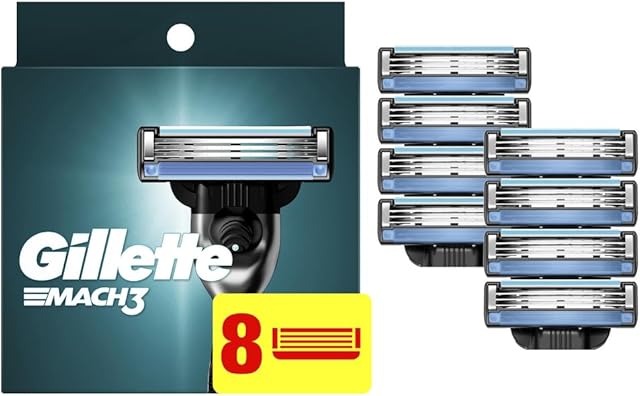 Gillette Mach3 Razor Refills for Men, 8 Razor Blade Refills