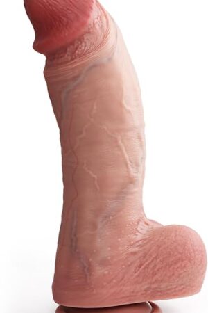 945 Inch Ultra Realistic Curved Dildo&Dual Silicone,Lifelike Beginner Dildo for G-spot and Anal Play with Strong Suction Cup,258 Inch Diameter Anal Dildo with Balls,Adult Sex Toys for Women&Men