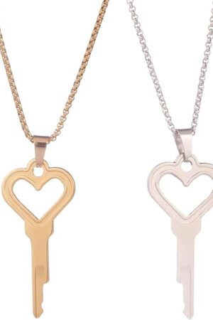 Chastity Keyholder Necklace, Heart Shaped Chastity Device Key Necklace, Fits Most Locks (Silver)