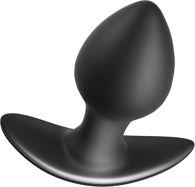 Anal Plug for Comfortable Long-Term Wear Butt Plug with Safe Curved Base & Slender Stem Black Silicone Prostate Massager Dilator Sex Toy for Women Men Masturbation (S)
