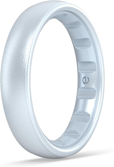 Enso Rings Elements Luxe Classic Thin Silicone Ring - Comfortable and Flexible Design - 4.3mm Wide, 1.75mm Thick - Diamond - Size 7