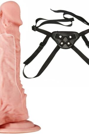 Honeypleasures 7 inch Hollow Strap-On Dildo for Men with Small Penis or ED Problems adds Length and Girth, Harness fits Waist Size 26" - 40"