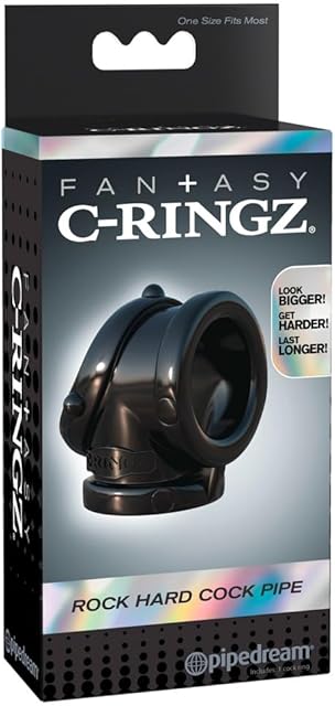 Fantasy C-Ringz Rock Hard Cock Pipe Dildo, Black, 1 Pound