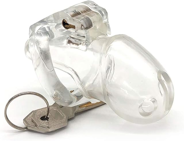 FYJENNICC HT-V3 Chastity Cage | Lightweight Cock Cage | Resin Chastity Devices | Male Chastity Cage | Adult Sex Toy for Men | MagicLockers | 4 Sizes Rings Included | Transparent (Small)