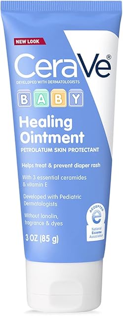 CeraVe Diaper Rash Cream, Baby Healing Ointment for Extra Dry, Cracked Skin, Diaper Cream with Ceramides & Vitamin E, Lanolin, Fragrance, Paraben, Dye, Phthalates & Sulfate Free, 3 Ounce