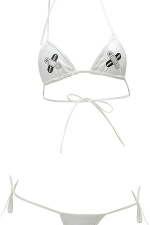 Womens Sexy Lingerie Printed Halter Triangle Bikini Sets 2 Piece Anime Bathing Suit Swimsuits