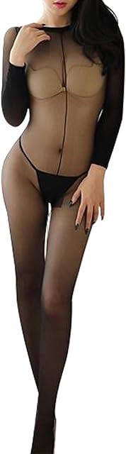 Women Sexy Full Body Stockings Sexy Matte Lingerie Bodysuit Nylon Long Sleeve Bodystocking