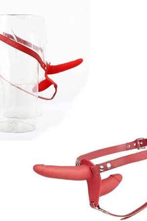 Wear Leather Pants False Penis Strap-On Dildos. Jj Anal Plug Dildos G-spot Vagina Stimulator Training Thrusting Orgasm Tease Masturbator Gay Sex Toy for Women Female Men Male Unisex (Red)