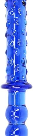 9 Inches Double Head Glass Dildo Anal Butt Plug, Blue