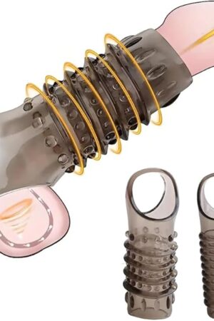 2Pcs Penis Sleeve Ball Stretcher Cock Sleeve Male Sex Toy Reusable Cock Rings, Penis Enlargement, Delay Ejaculation Stronger Erection Enhancement Soft Silicone Cock Rings Penis Extender for Couples