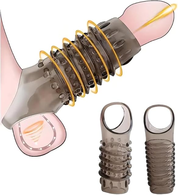 2Pcs Penis Sleeve Ball Stretcher Cock Sleeve Male Sex Toy Reusable Cock Rings, Penis Enlargement, Delay Ejaculation Stronger Erection Enhancement Soft Silicone Cock Rings Penis Extender for Couples