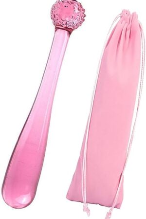 Glass Wand Dildo Crystal Glass Pink Pleasure Wand Anal Butt Plug Glass Sex Things for Couples Double-Ended Anal Toys Sex Play