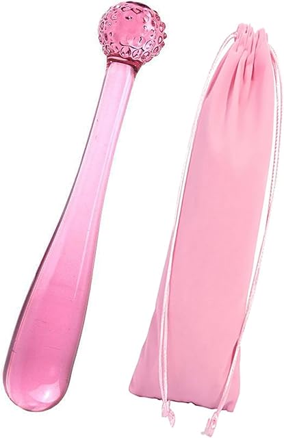 Glass Wand Dildo Crystal Glass Pink Pleasure Wand Anal Butt Plug Glass Sex Things for Couples Double-Ended Anal Toys Sex Play