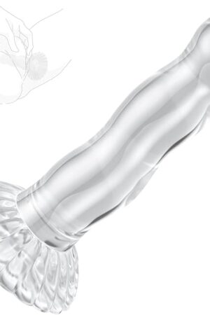 Cute Dildo Clear 67" Beginner Dildo with Strong Suction Cup Hand Free Play Flexible Soft Dong, Vaginal and Anal Stimulation Adult Sex G-spot Dildos Toys for Adult- Transparent
