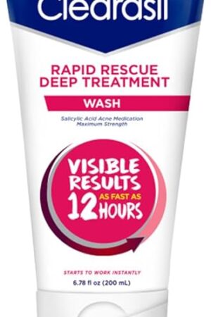 Clearasil Rapid Rescue Deep Treatment Acne Face Wash, Maximum Strenght with 2% Salicylic Acid Acne Medication, Acne Facial Cleanser, 678 fl oz