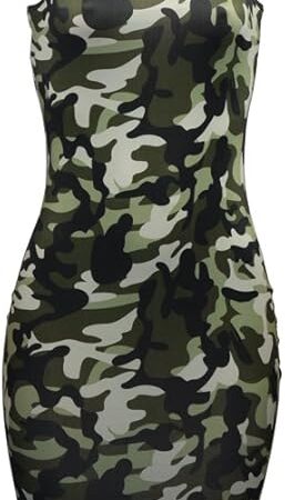 Camouflage Sexy Bodycon Clubwear Mini Dress for Women Party Club Night Spaghetti Strap Plus Size