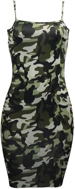 Camouflage Sexy Bodycon Clubwear Mini Dress for Women Party Club Night Spaghetti Strap Plus Size