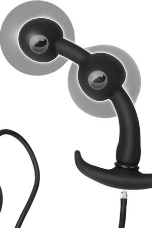 FST Inflatable Butt Plug with 2 Weighted Beads Liquid Silicone Anal Dilator for Prostate Massage Adult Sex Toys for Men Women Beginners Advanced Users