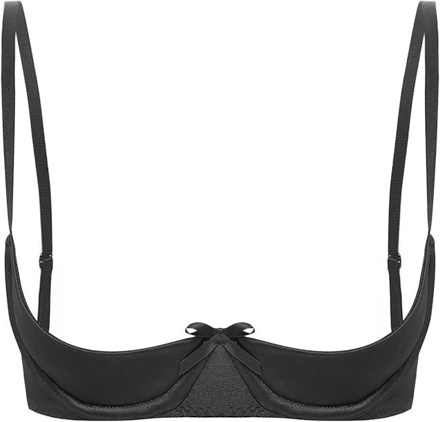 Women's Sexy 1/4 Cups Push Up Underwired Shelf Bra Unlined See Through Bralette Lingerie