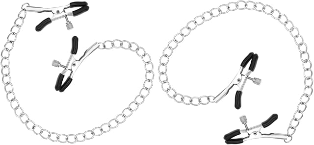 2PCS Nipple Clips Nipple Clamps Nipple Chains Adjustable Pressure Body Rings Body Chains Necklace Stainless Steel Adjustable Non Piercing Chain for Women Faux Jewelry Clip Great Gift