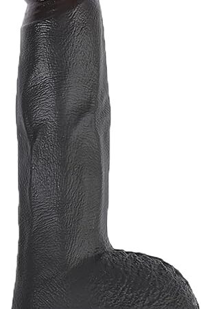 Black Color Silicone Big Women Dildo with Strong Suction Cup, Realistic Black Penis Dildo with Vein Textures Adult Sex Toy for Women - S