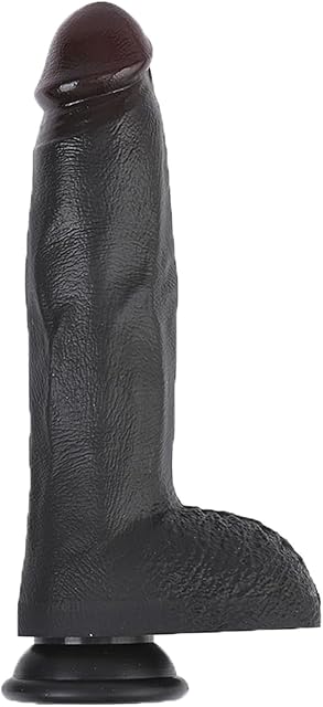 Black Color Silicone Big Women Dildo with Strong Suction Cup, Realistic Black Penis Dildo with Vein Textures Adult Sex Toy for Women - S