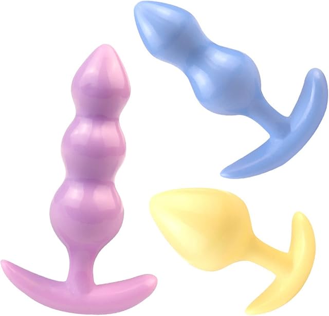 3 PCS Super Soft Anal Plug Sex Toys Silicone Anal Plug Set, Beaded Anal Plug, Adult Toys Kit for Beginner