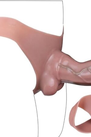 High Elasticity Soft Liquid Silicone Wearable Dildo, Lifelike Realistic Big Dildo Strap On Dildo with Internal Hollow, Dildo Panties Adult Game Tool for Men Couples