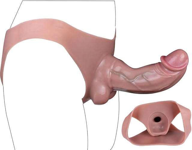 High Elasticity Soft Liquid Silicone Wearable Dildo, Lifelike Realistic Big Dildo Strap On Dildo with Internal Hollow, Dildo Panties Adult Game Tool for Men Couples