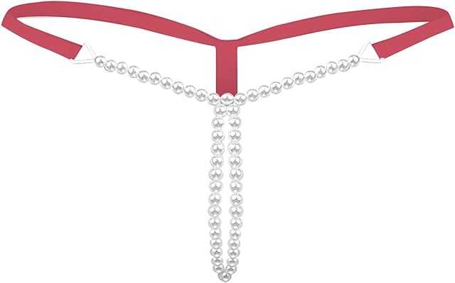 Women's Pearls Floral Lace Beads Sexy Low Rise Thong Panties Sexy Micro Underpant Pendant Pearl G String Lingerie