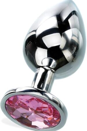 Adam & Eve Gem Medium Anal Plug, Metal Butt Plug for Women & Men, Tapered Trainer for Beginners & Advanced, Weighted Aluminum Plug for Temperature Play, Safety Flared Base, Includes Velvet Bag,3.75"