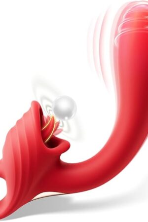 Clit Licking Vibrator for Women G Spot Licking Stimulator - 2 in 1 Rose Sex Toy Tongue Licking Sex Toys with 7 Vibrating Stimulation, Rabbit Vibrating Adult Sex Toy Clit Stimulator Adult Toys