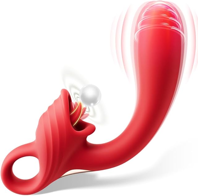Clit Licking Vibrator for Women G Spot Licking Stimulator - 2 in 1 Rose Sex Toy Tongue Licking Sex Toys with 7 Vibrating Stimulation, Rabbit Vibrating Adult Sex Toy Clit Stimulator Adult Toys
