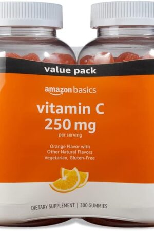 Amazon Basics - Vitamin C, 250 mg Gummies, Orange, 300 Count (2 Packs of 150), 2 per Serving (Previously Solimo)