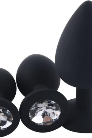 Butt Plug Trainer Kit 3pcs Silicone Anal Plug Toys Round Jeweled Adult Anal Sex Toys for Couples