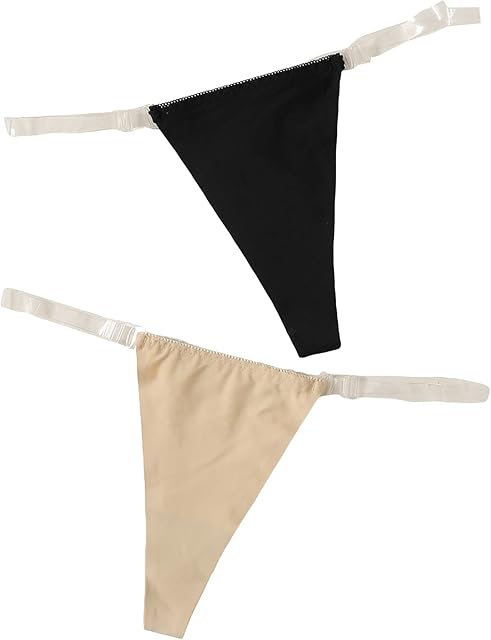 Women's 2 Piece Clear Strap Thong Invisible G String No Show Underwear Panties
