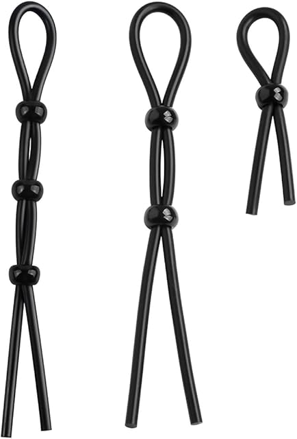 FST Adjustable Cock Ring Set Male Sex Toy 3Pcs Silicone Penis Rings Rope for Delayed Ejaculation Harder Erection BDSM Sex Toys for Penis Bondage Couple Sex