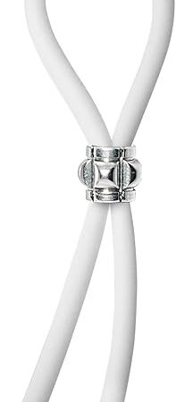 A Cock Ring Adjustable Silicone White Cord with Stainless Steel Grenade Bead for Tension Control Tight Accurate fit