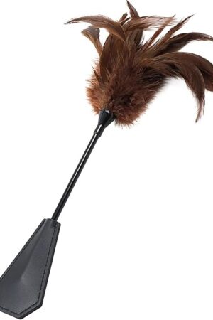 Feather Ticklers Teasers, Faux Feather Crop French Tickler 15" for Play, Brown