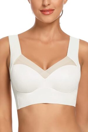 Womens Seamless Wirefree Bras Comfortable Wireless Bras No Underwire Padded Push Up Soft Back Smoothing Bra